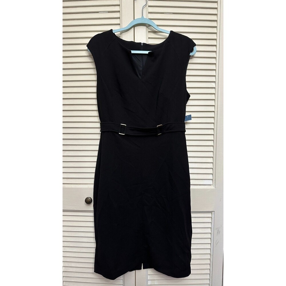 LONDON TIMES Buckle Sheath Dress In Black Size 10